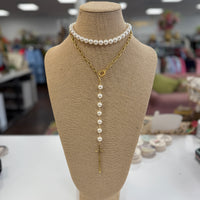 Cross My Heart Necklace-Pearl