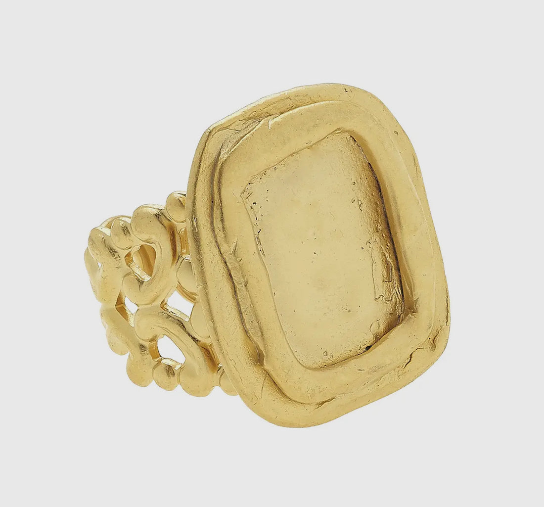 Susan Shaw Handcast Gold Adjustable Ring-Square