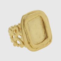 Susan Shaw Handcast Gold Adjustable Ring-Square