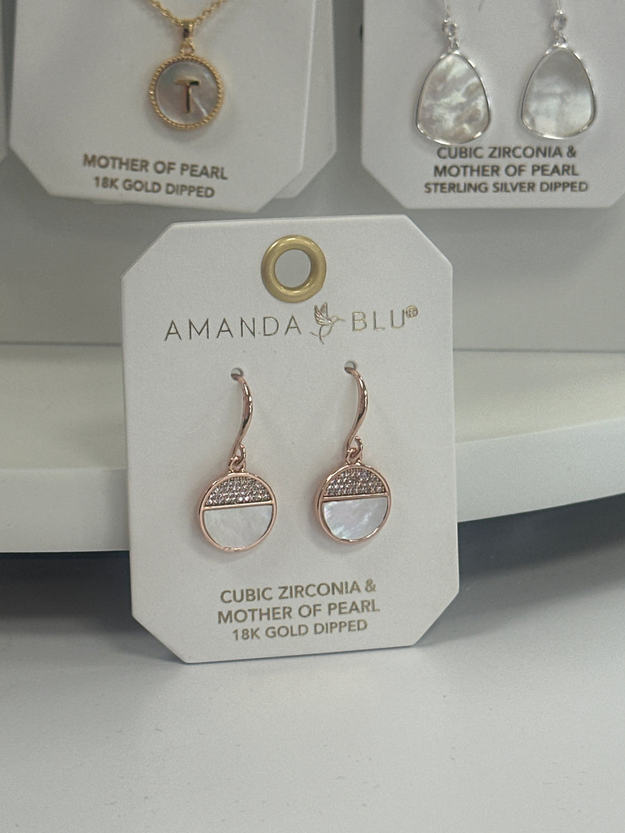 Rose Gold Disc Mother of Pearl Earrings