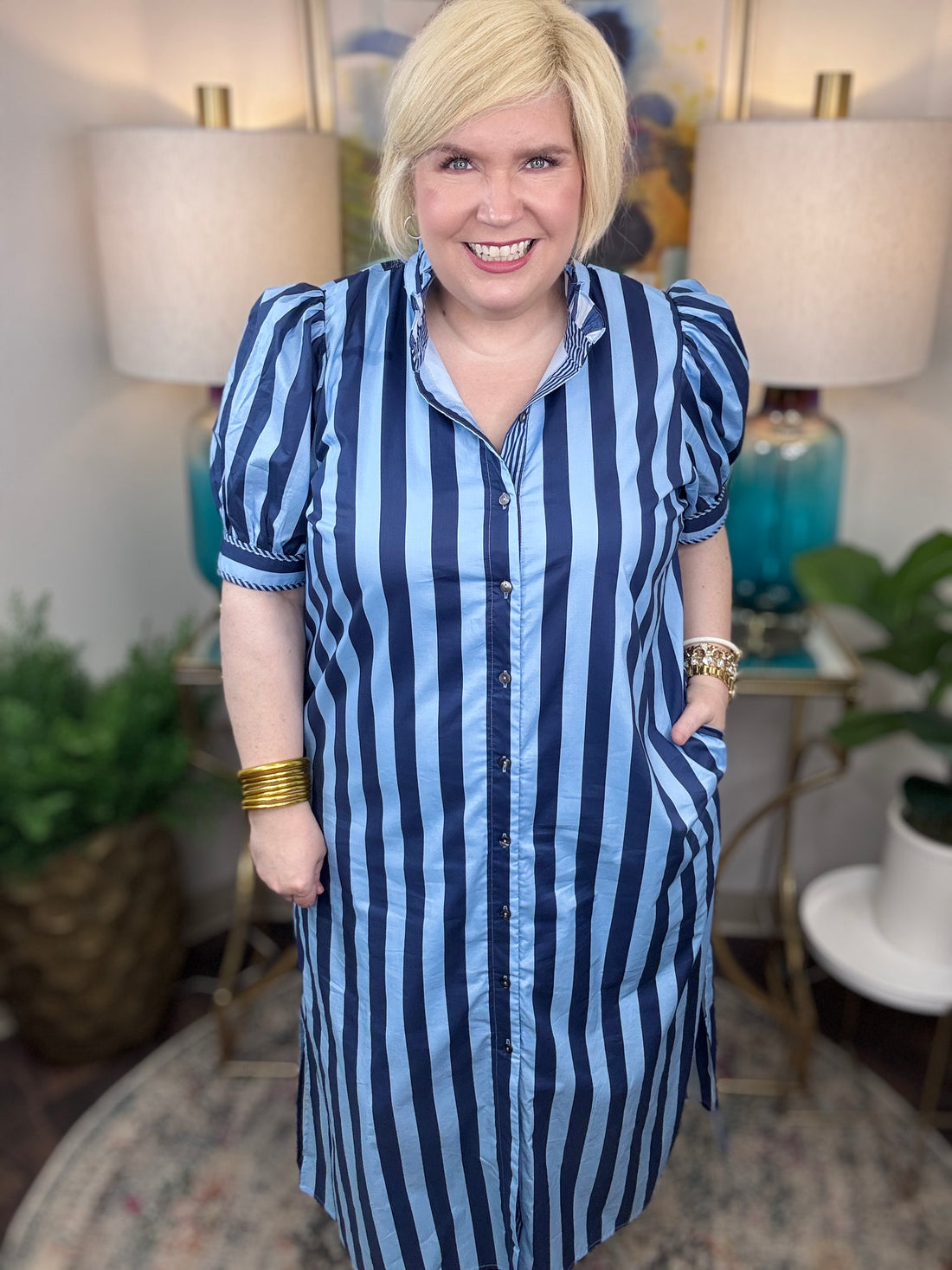 Take It To Heart Curvy Dress-Navy