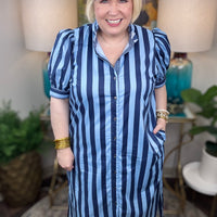 Take It To Heart Curvy Dress-Navy