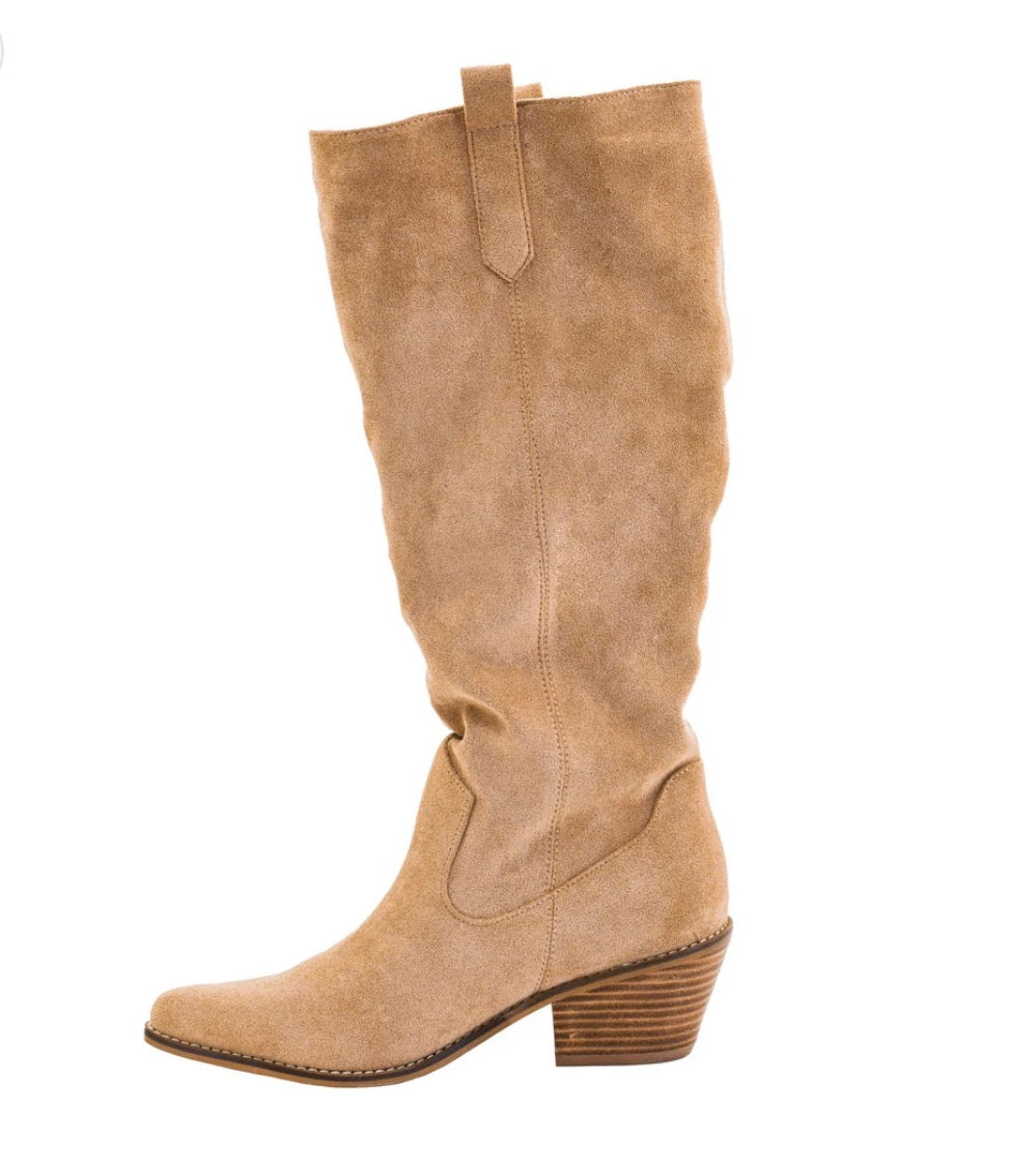 Corkys City Slicker Boots in sand faux suede