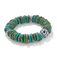 Turquoise beaded bracelet with silver bead
