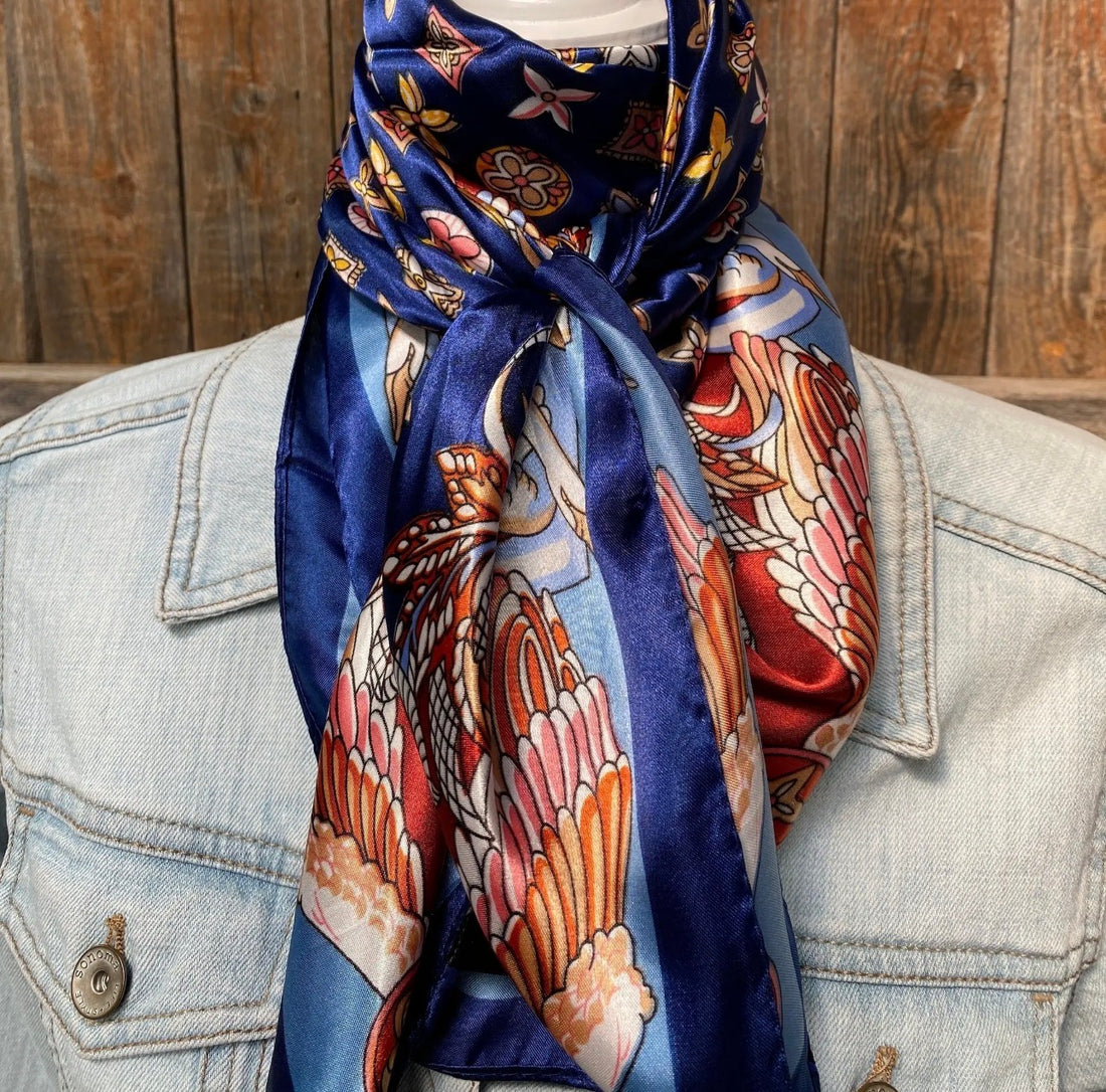 Blue Multi-Floral Wild Rag Scarf