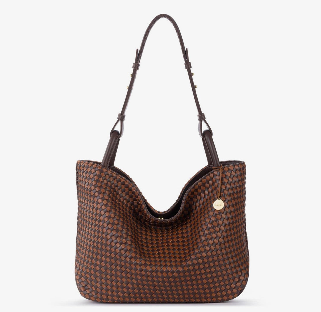 The Sak | Los Feliz Medium Tote Woven-Mahogany Cognac Woven