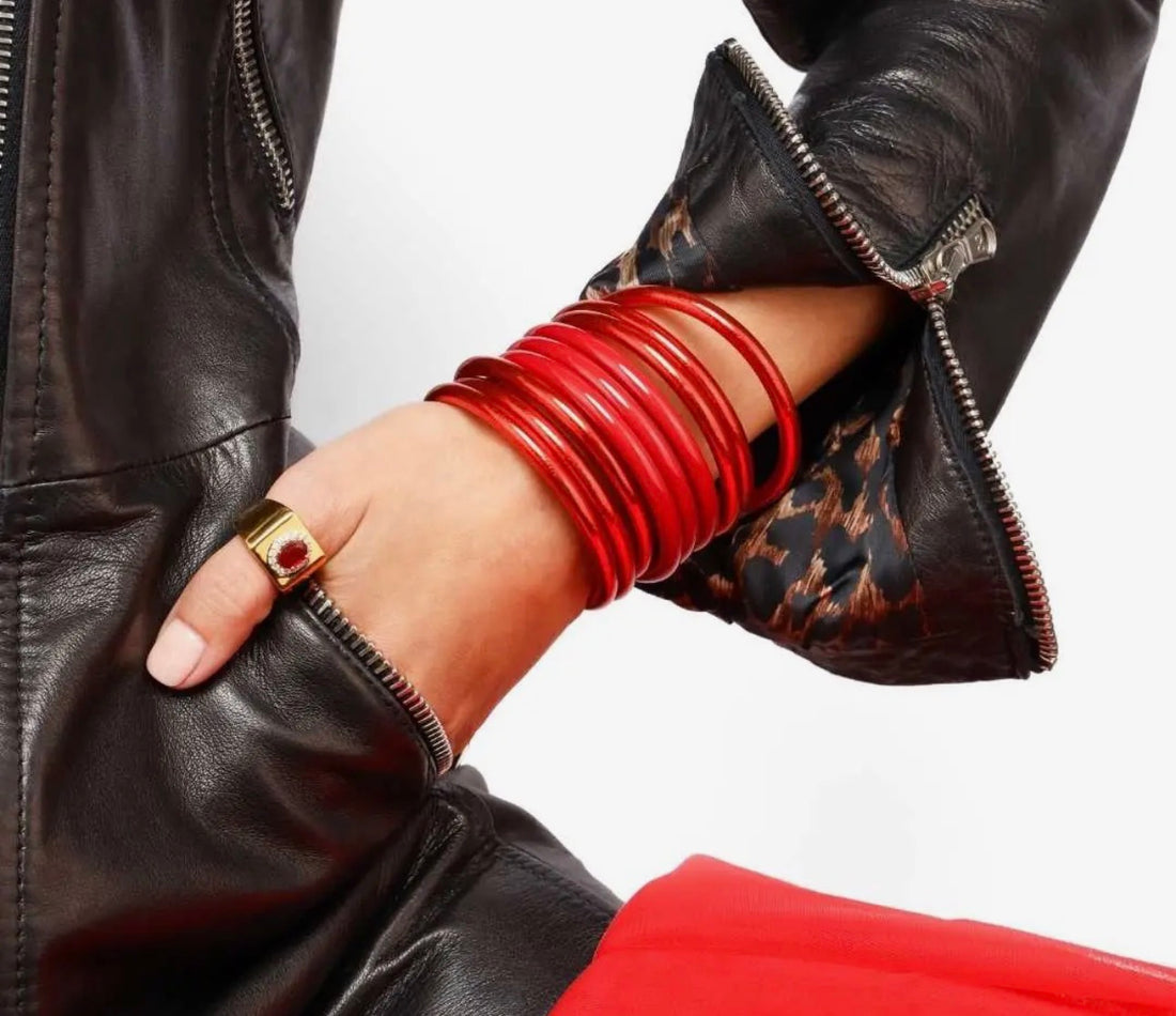 BuDhaGirl | Crimson All Weather Bangles® (Set of 3) - Serenity Prayer