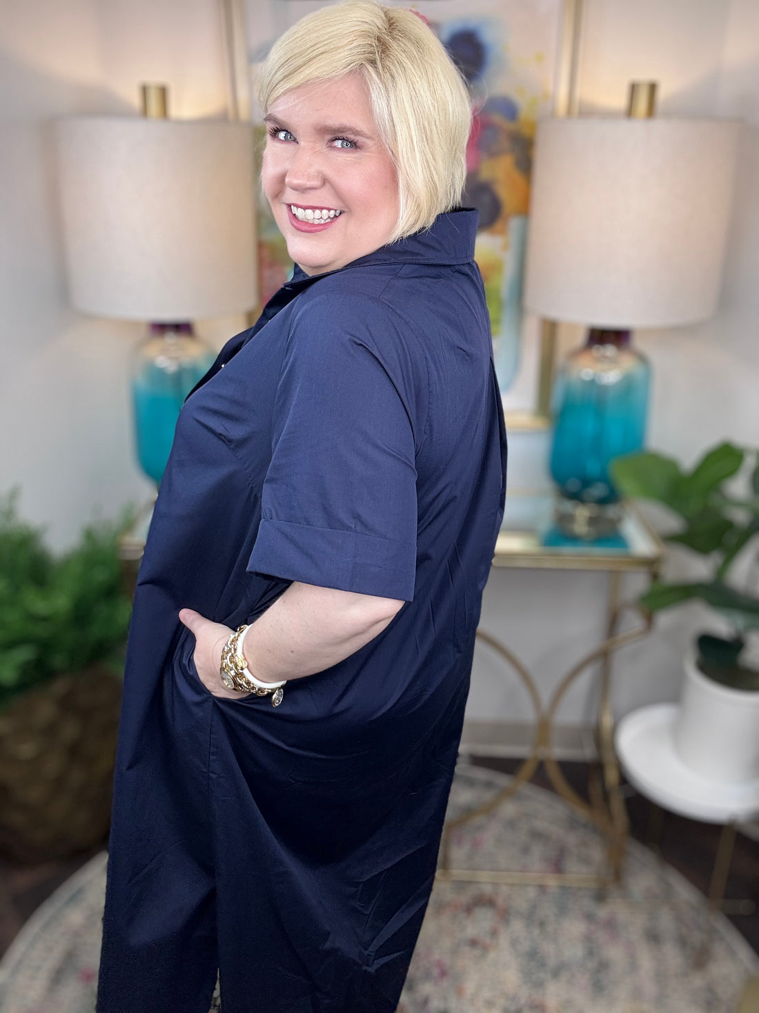 Charmed Life Dress-Navy