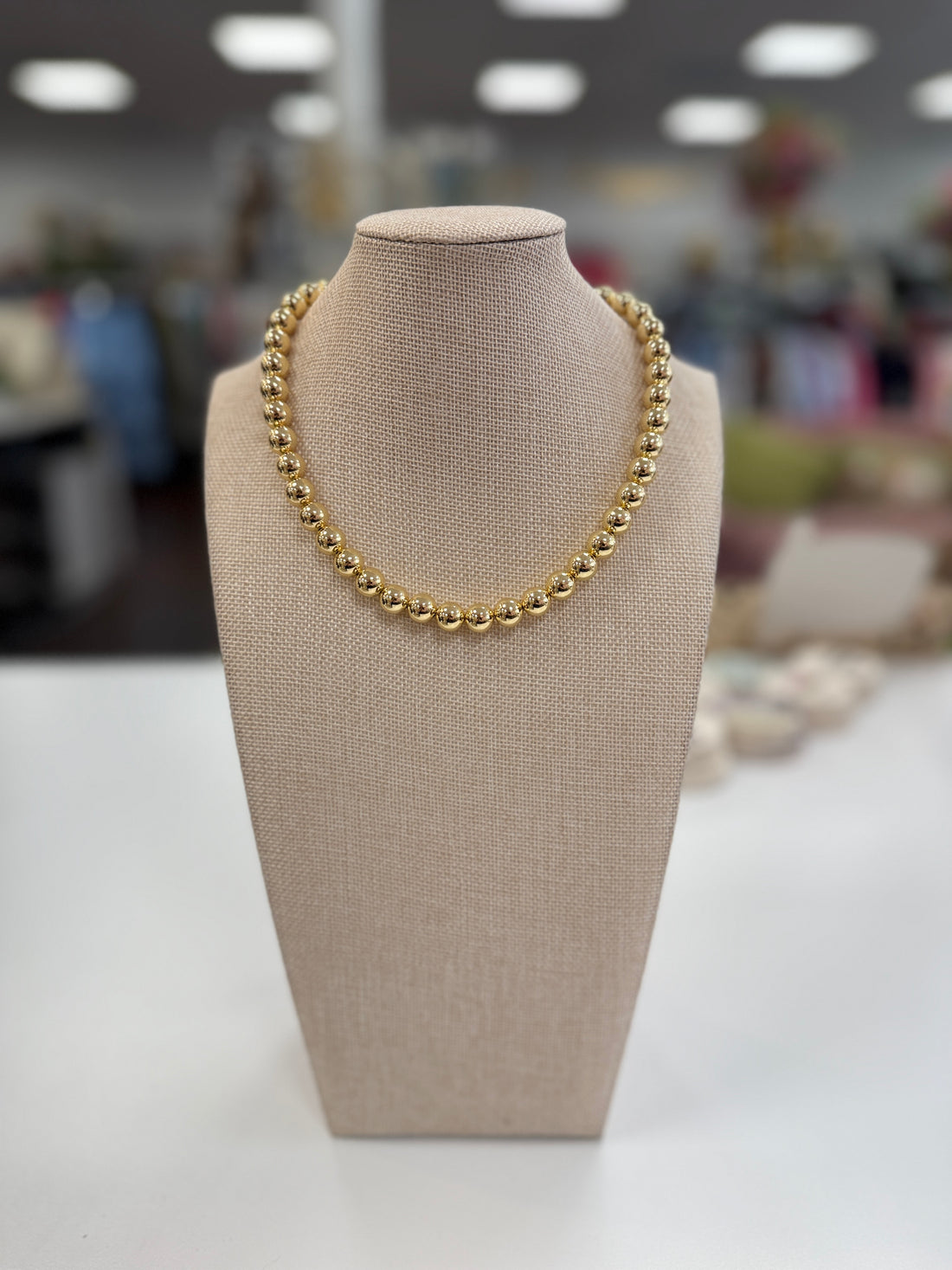Gold beaded necklace