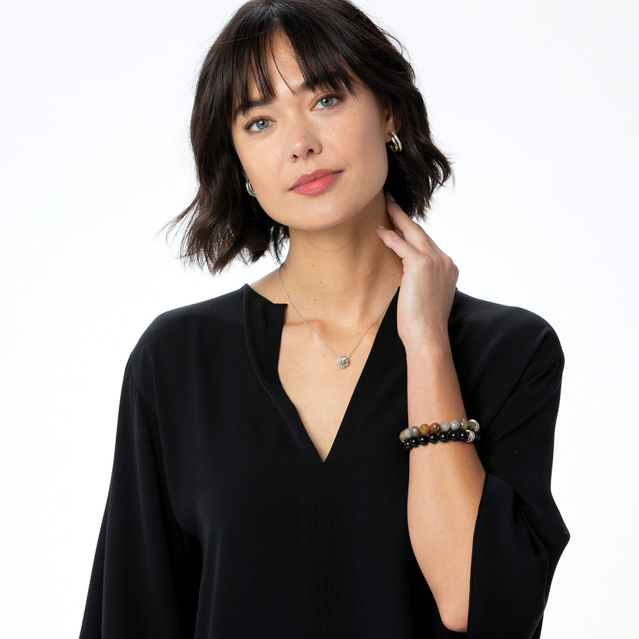 Brighton | Neptune's Rings Black Agate Stretch Bracelet