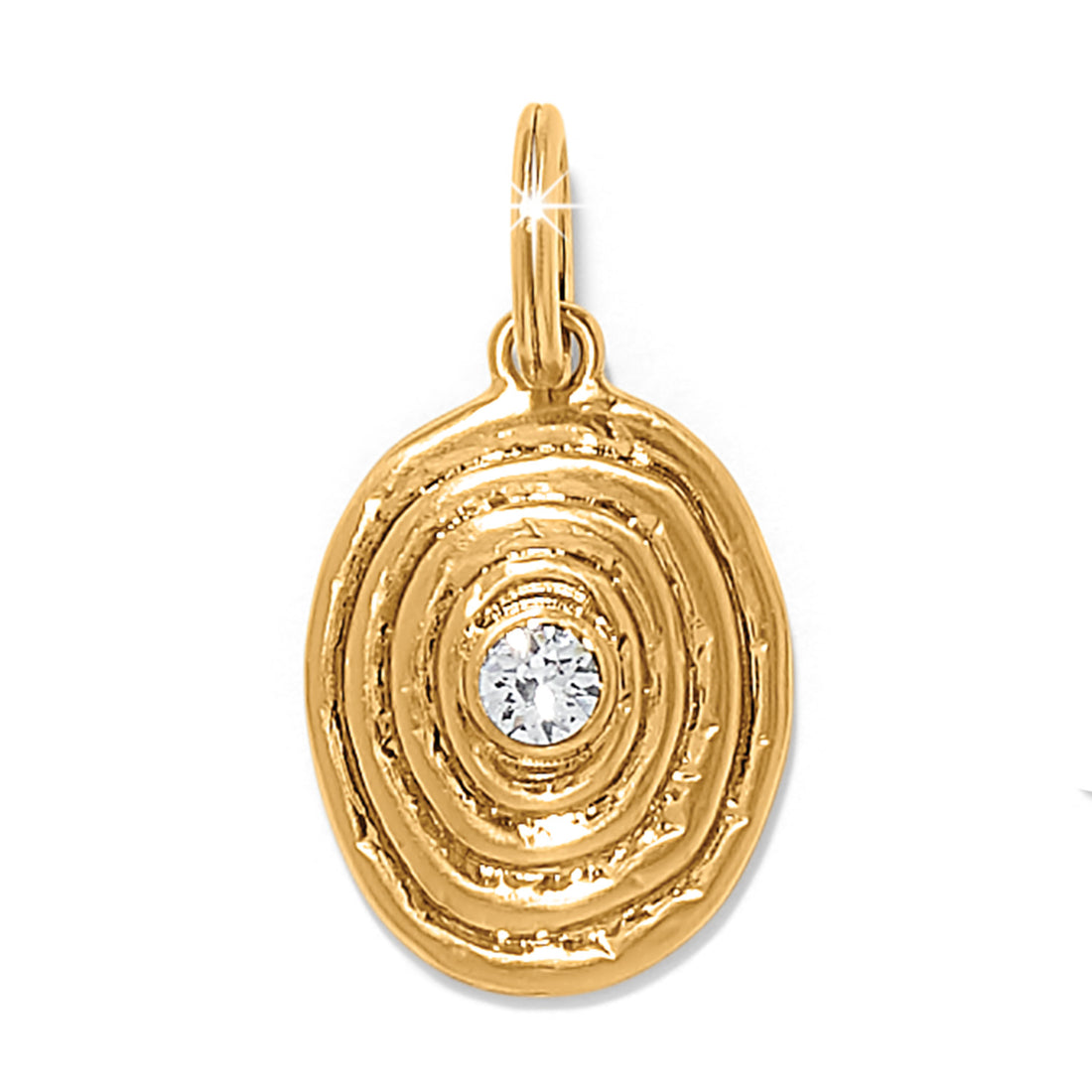 Gold pendant with a diamond on a white background