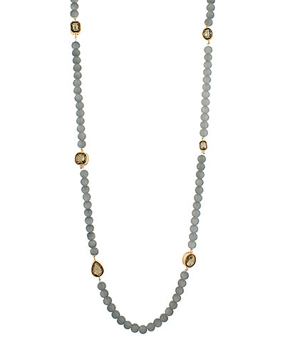 Long Beaded Necklace with Crystals