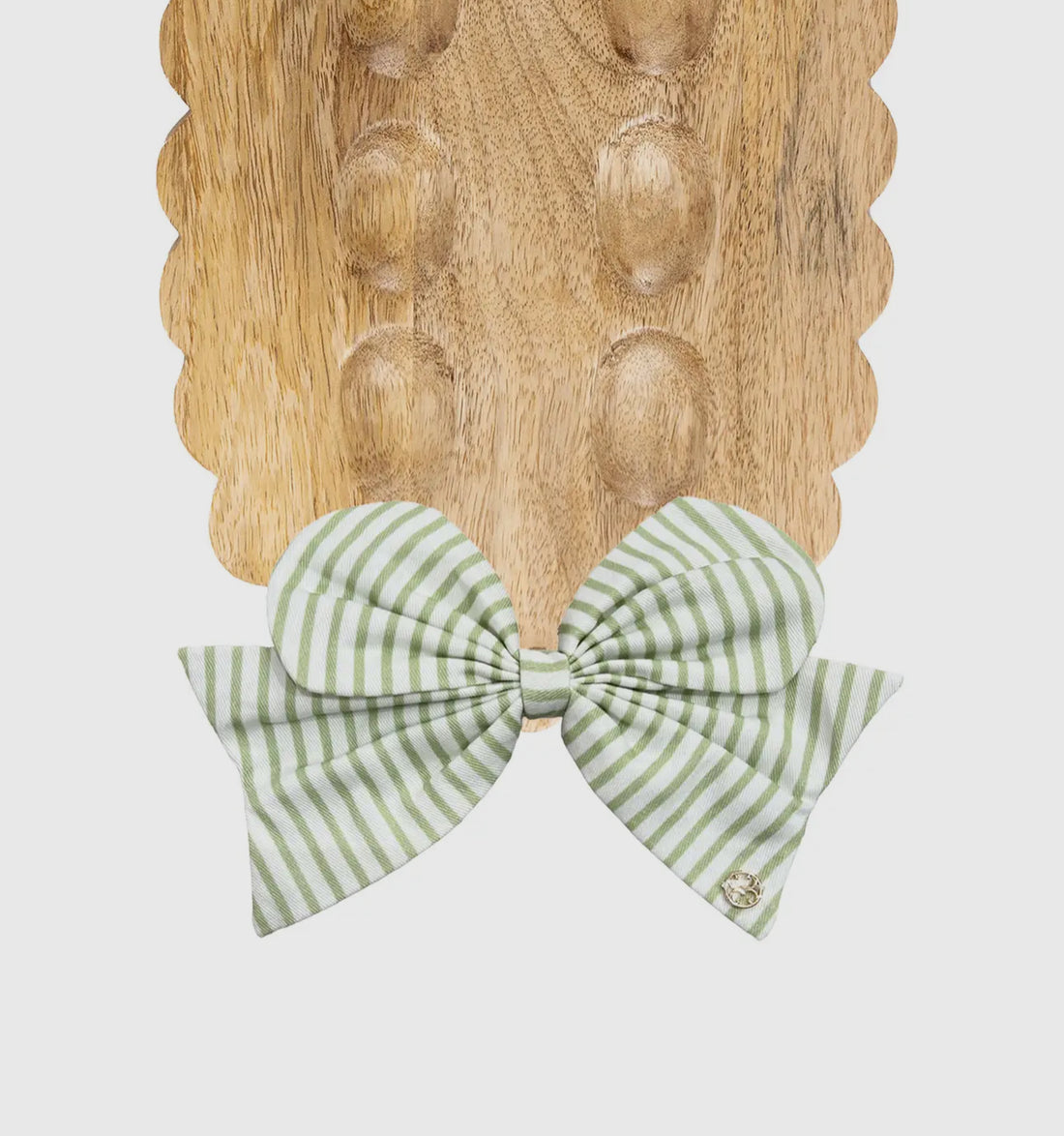 Mary Square Magnetic Fabric Bow-Green Stripe