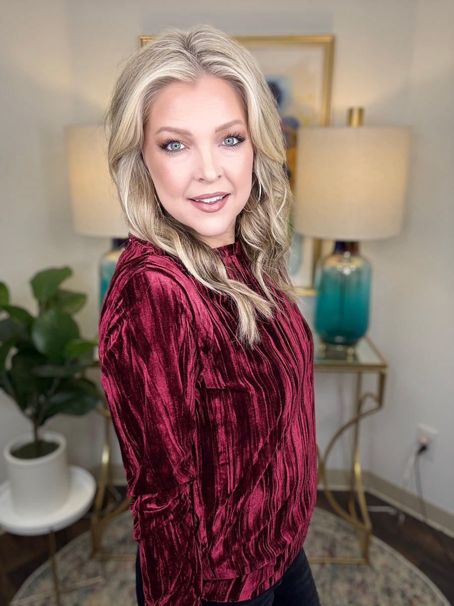 Cordilee Crinkle Velour Top