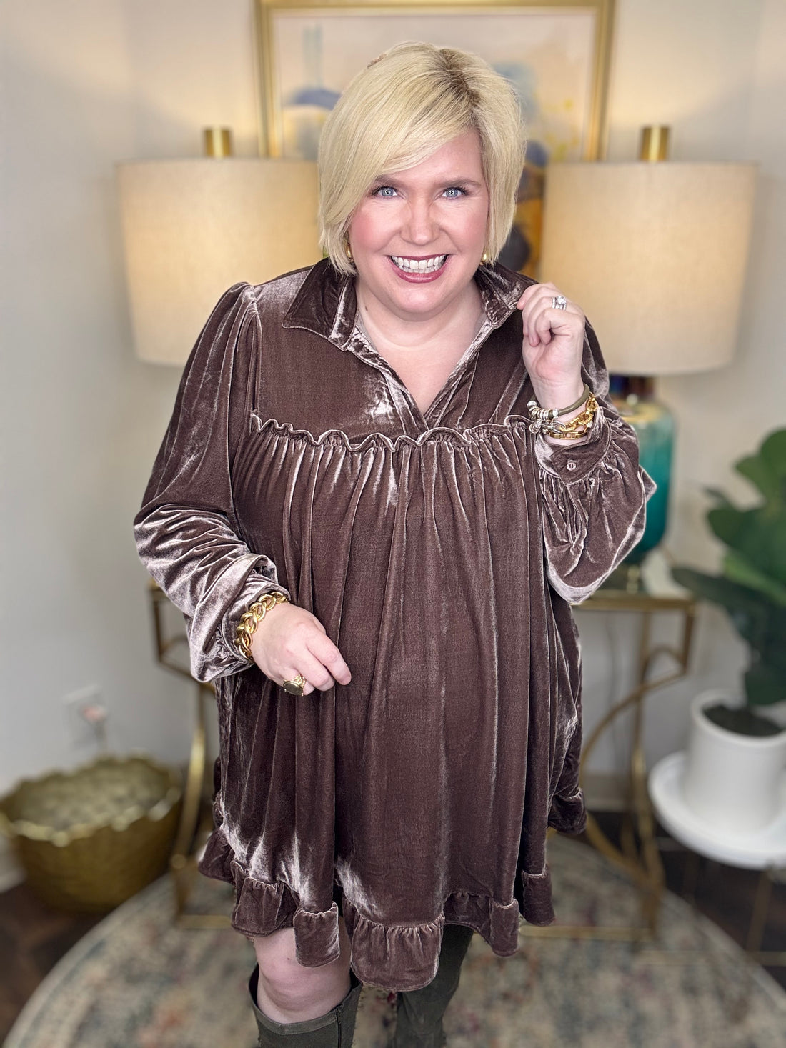 Mocha Sheen Curvy Dress