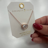 Rose Gold Heart Mother of Pearl Necklace