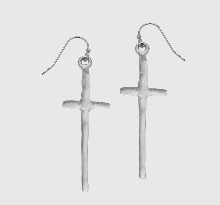 Susan Shaw | Silver Cross Earrings