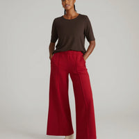 Pam Pintuck Wide Leg Ponte Pants-Garnet