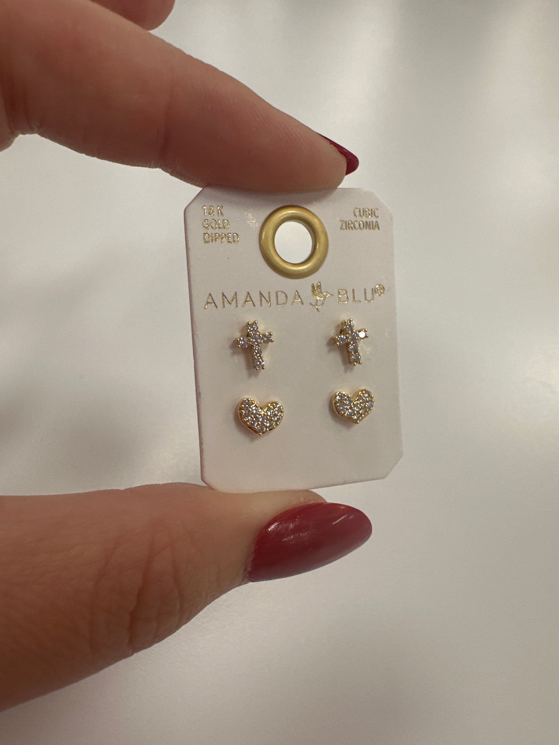 Gold Cross and Heart Duo Earring Set