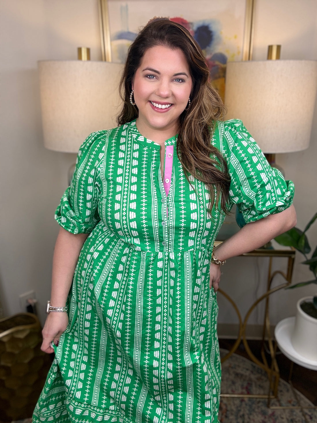 Mary Square Riley Dress-Green