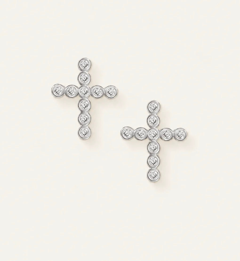 Natalie Wood | Legacy Cross Stud Earrings-Silver