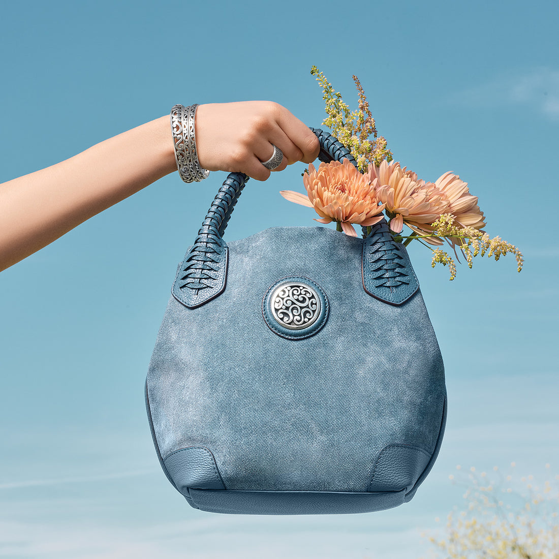 Brighton | Reina Suede Medium Tote-Denim