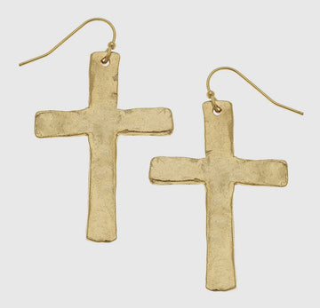 Susan Shaw | Gold Cross Earrings