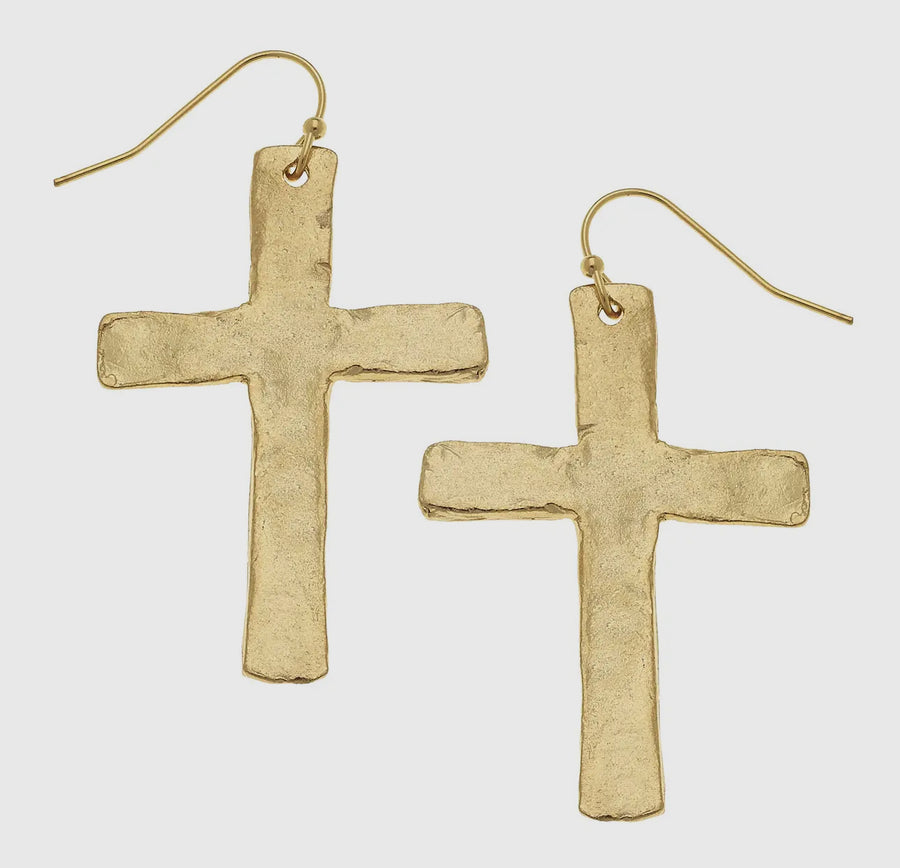 Susan Shaw | Gold Cross Earrings
