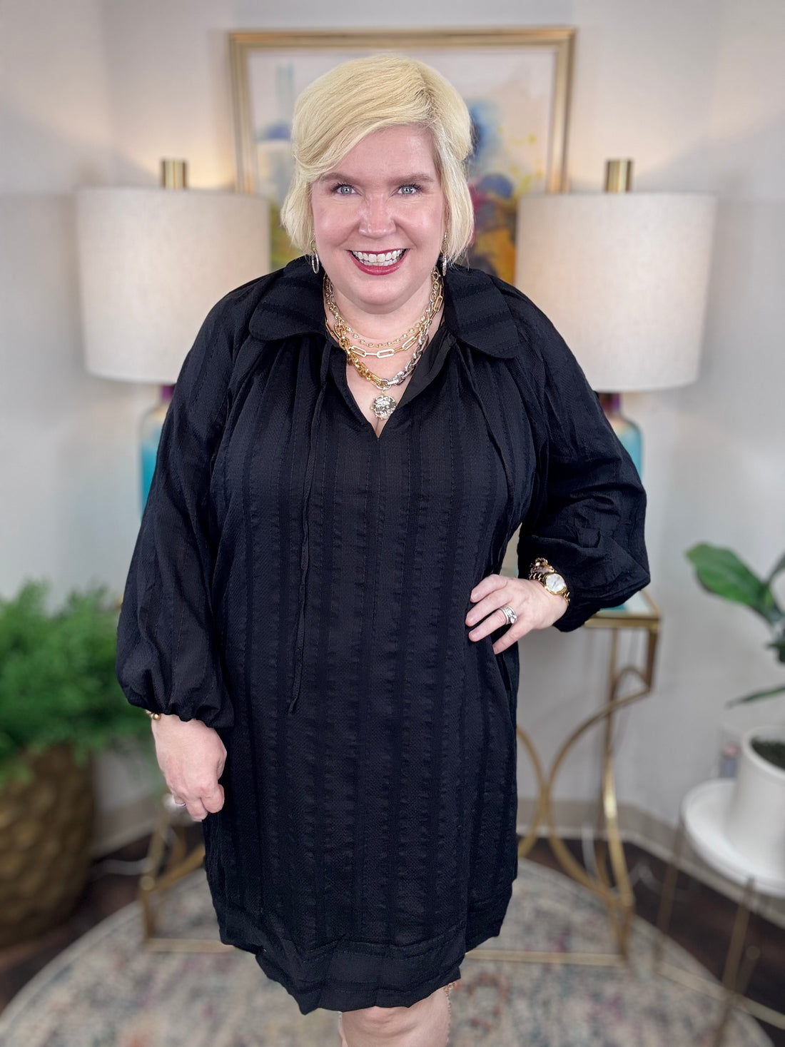 Tell Me Everything Curvy Dress-Black