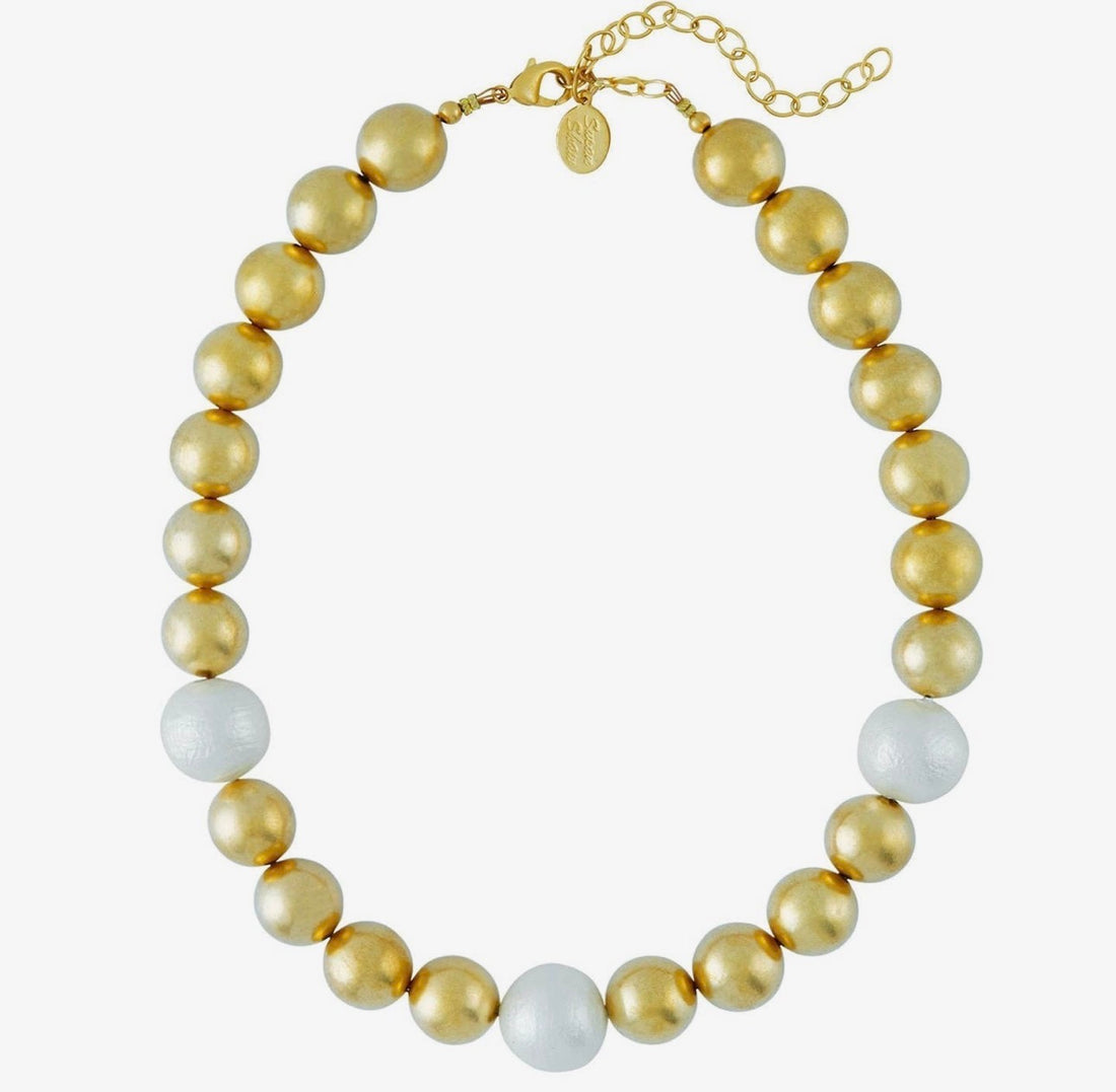 Susan Shaw | Gold + Cotton Pearl Necklace