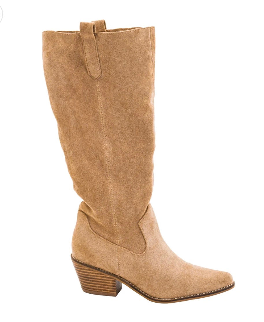 Corkys City Slicker Boots in sand faux suede