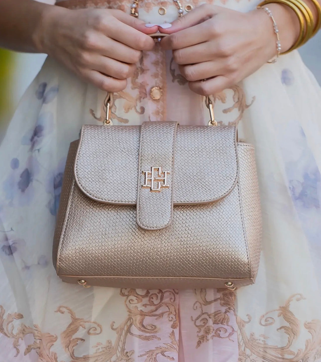 Caroline Hill | Tucker Handbag-Woven Gold