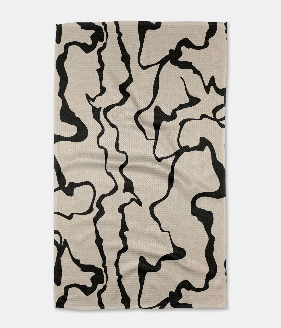 Beige tea towel with black abstract pattern