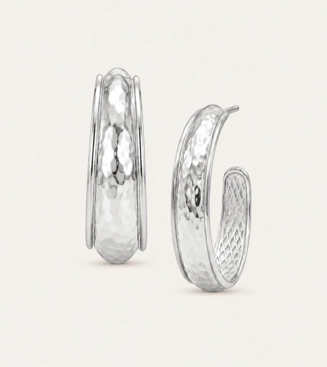Natalie Wood | Reflection Hoop Earrings-Silver