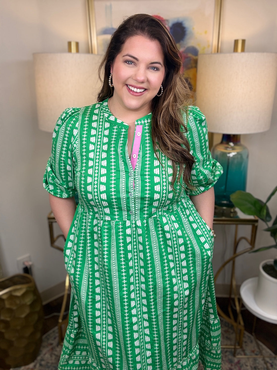 Mary Square Riley Dress-Green