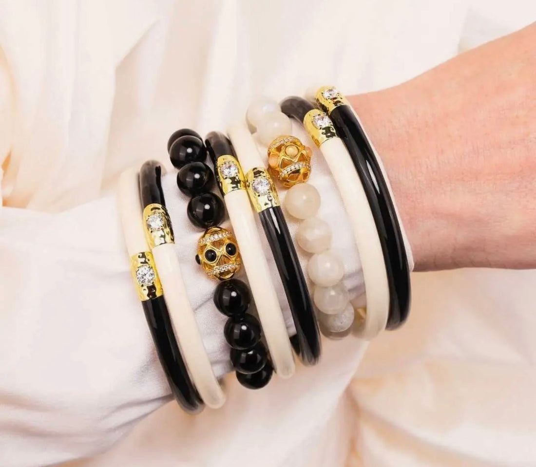 BuDhaGirl | Black/Ivory Yin & Yang All Weather
Bangles® (Awb®)