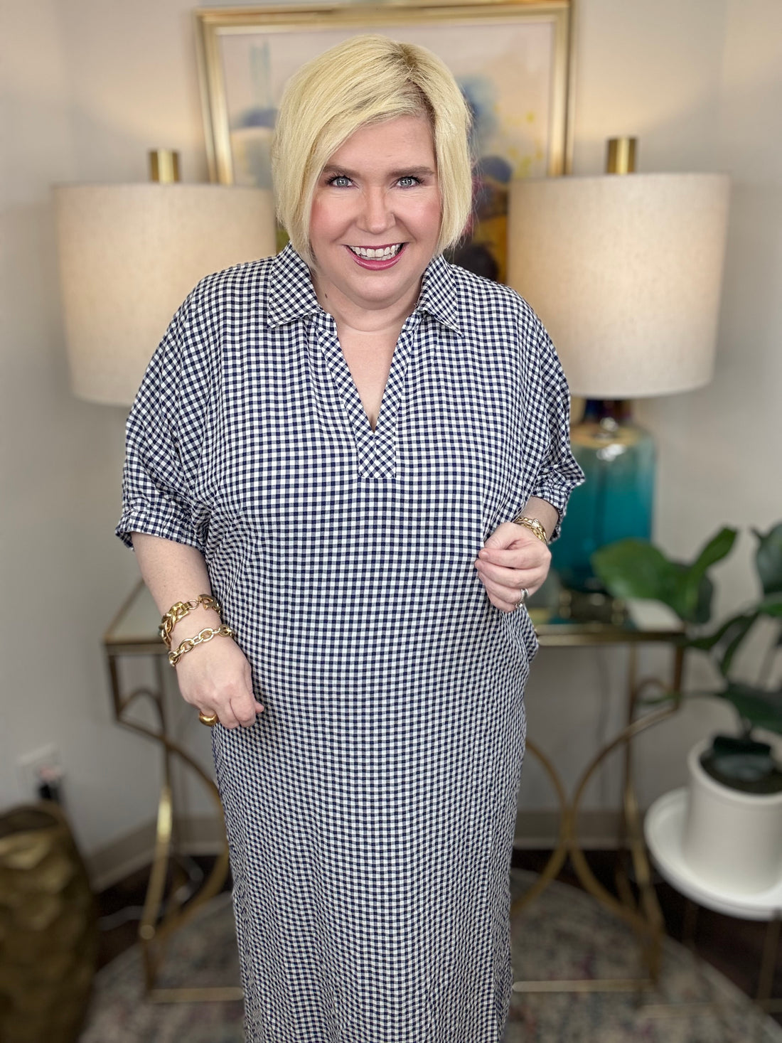 Clockwork Curvy Dress-Navy - The Shoppes at Coldwater