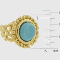 Susan Shaw Handcast Gold with Genuine Turquoise Adjustable Ring