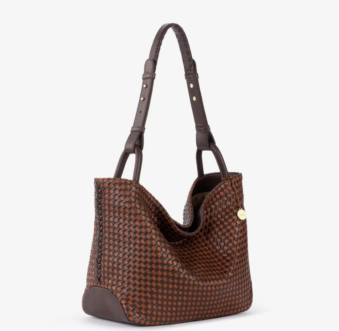 The Sak | Los Feliz Medium Tote Woven-Mahogany Cognac Woven