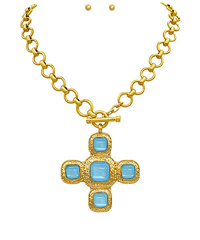 Turquoise Cross Necklace - The Shoppes at Coldwater