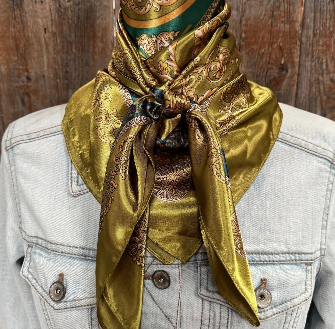 Green & Teal Floral Wild Rag Scarf