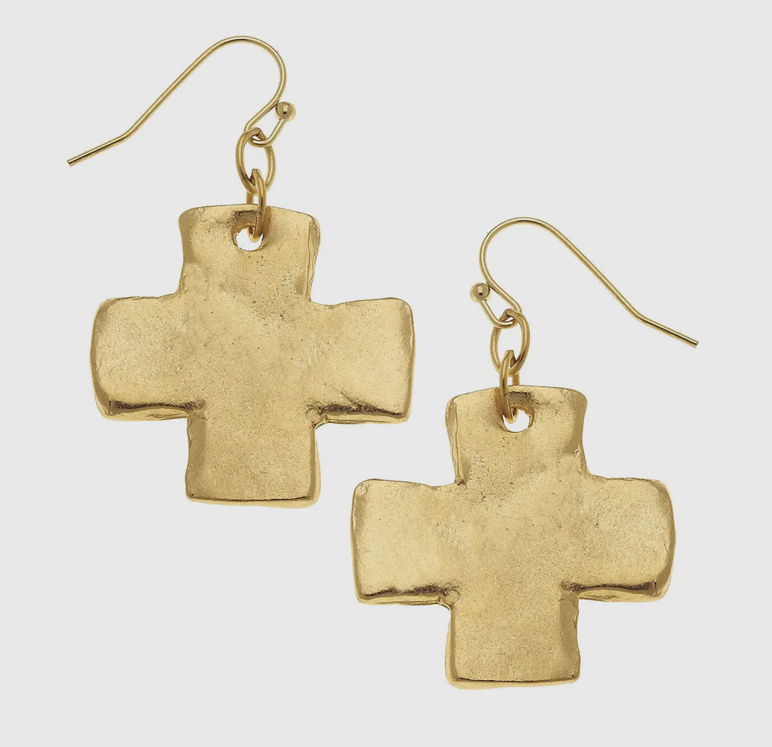 Susan Shaw Gold Cross Earrings