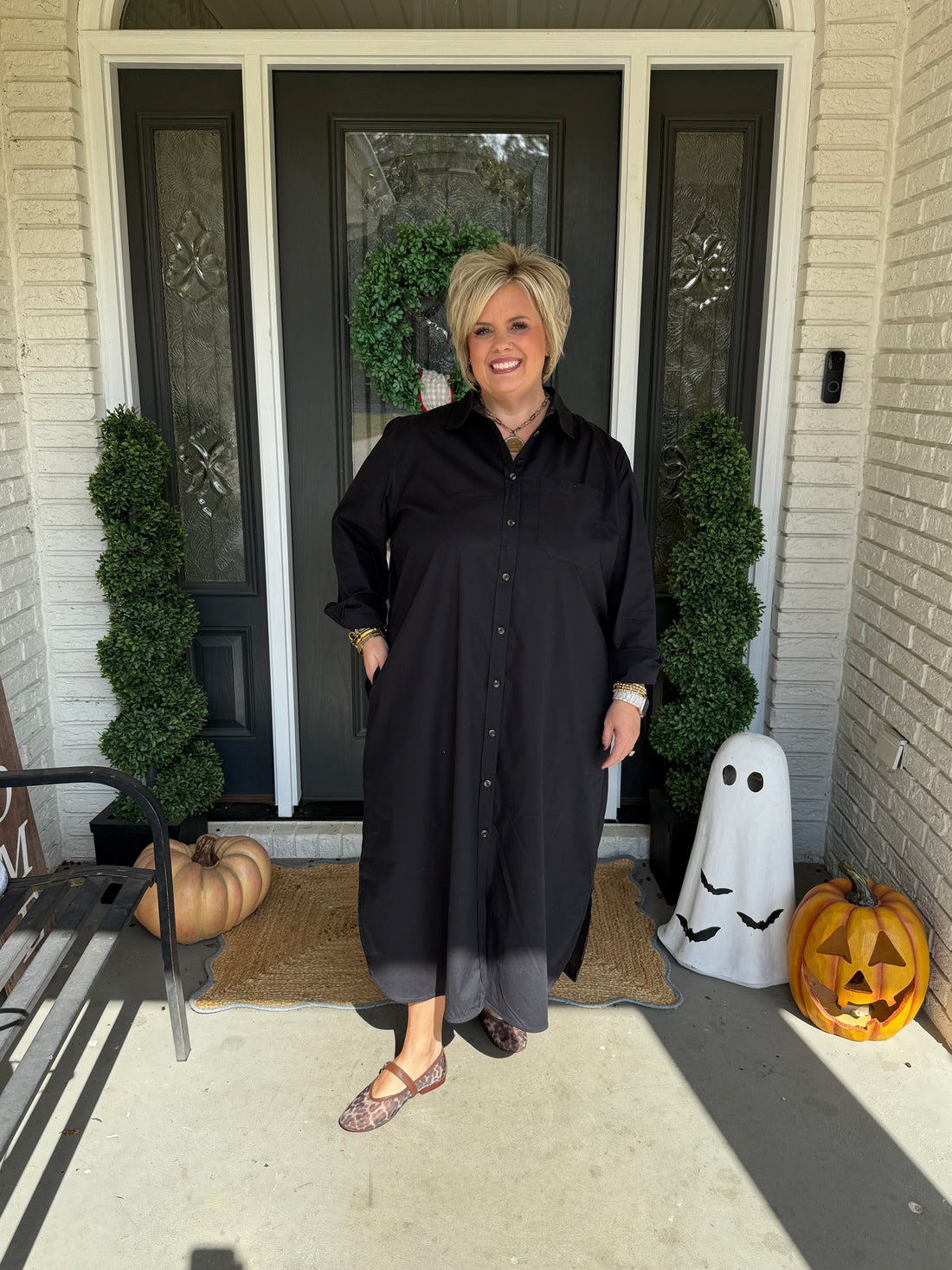 Odeon Stretch Poplin Dress-Black