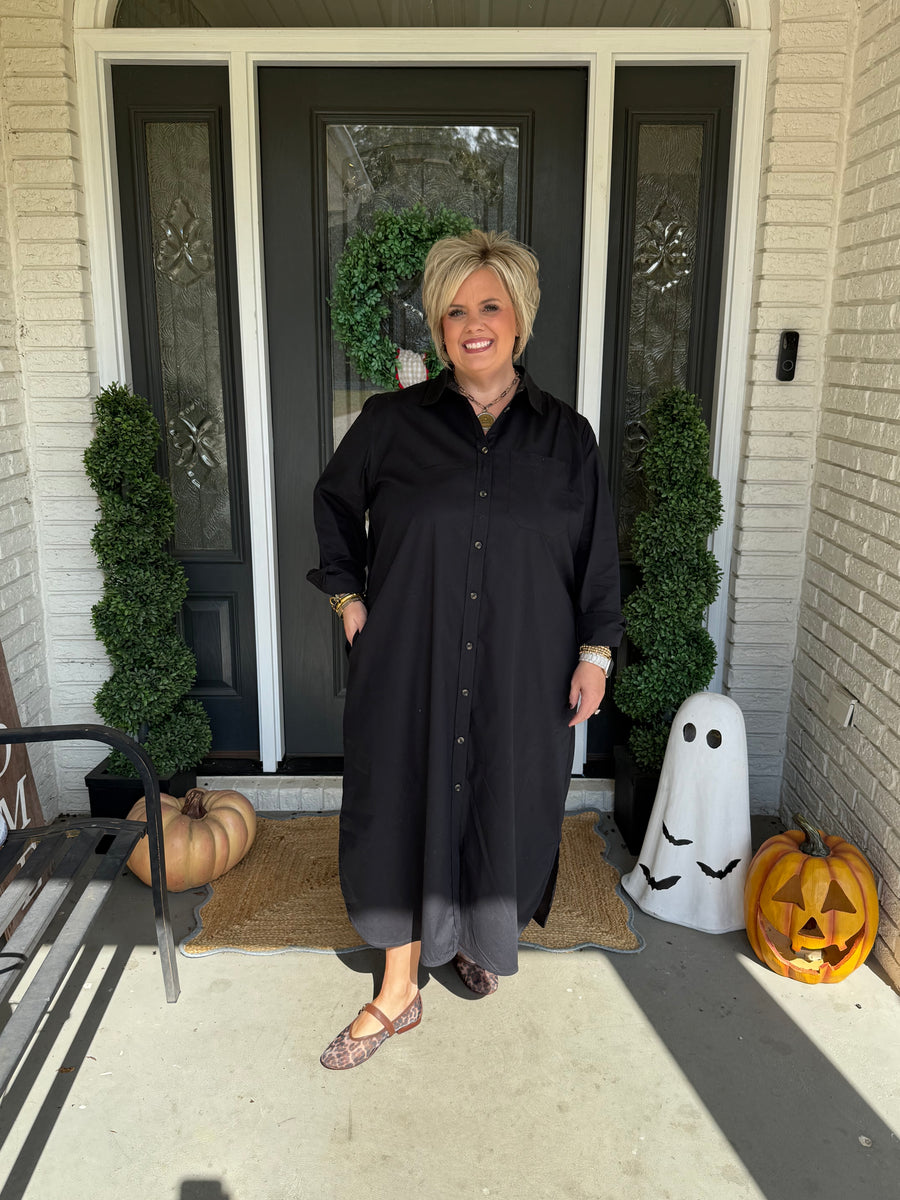 Odeon Stretch Poplin Dress-Black