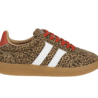 Corky's Heads Up Sneaker in mini leopard print with two side stripes