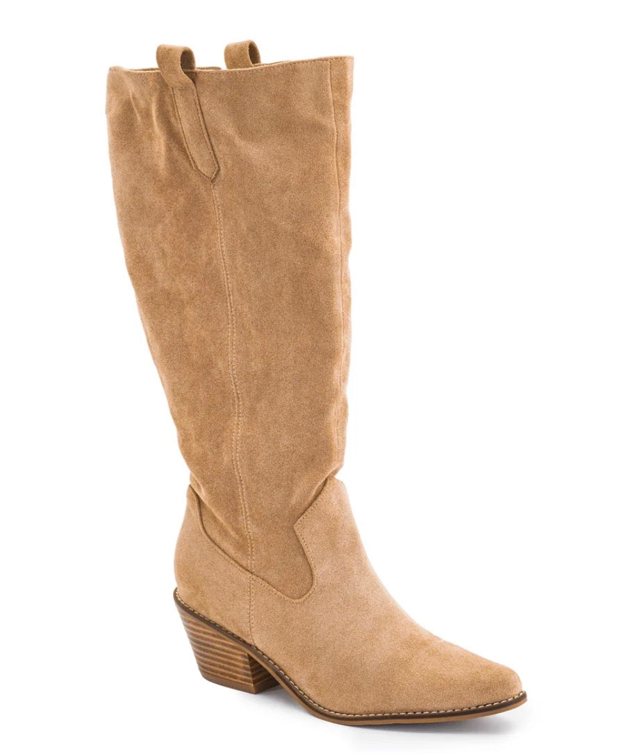 Corkys City Slicker Boots in sand faux suede
