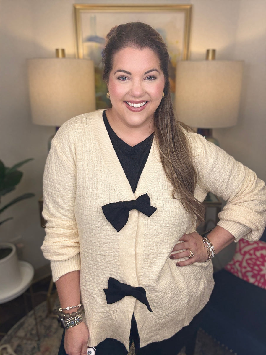 Hooked On Bows Cardigan-S-3X!