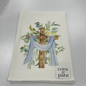 Cross & Greenery Tea Towel