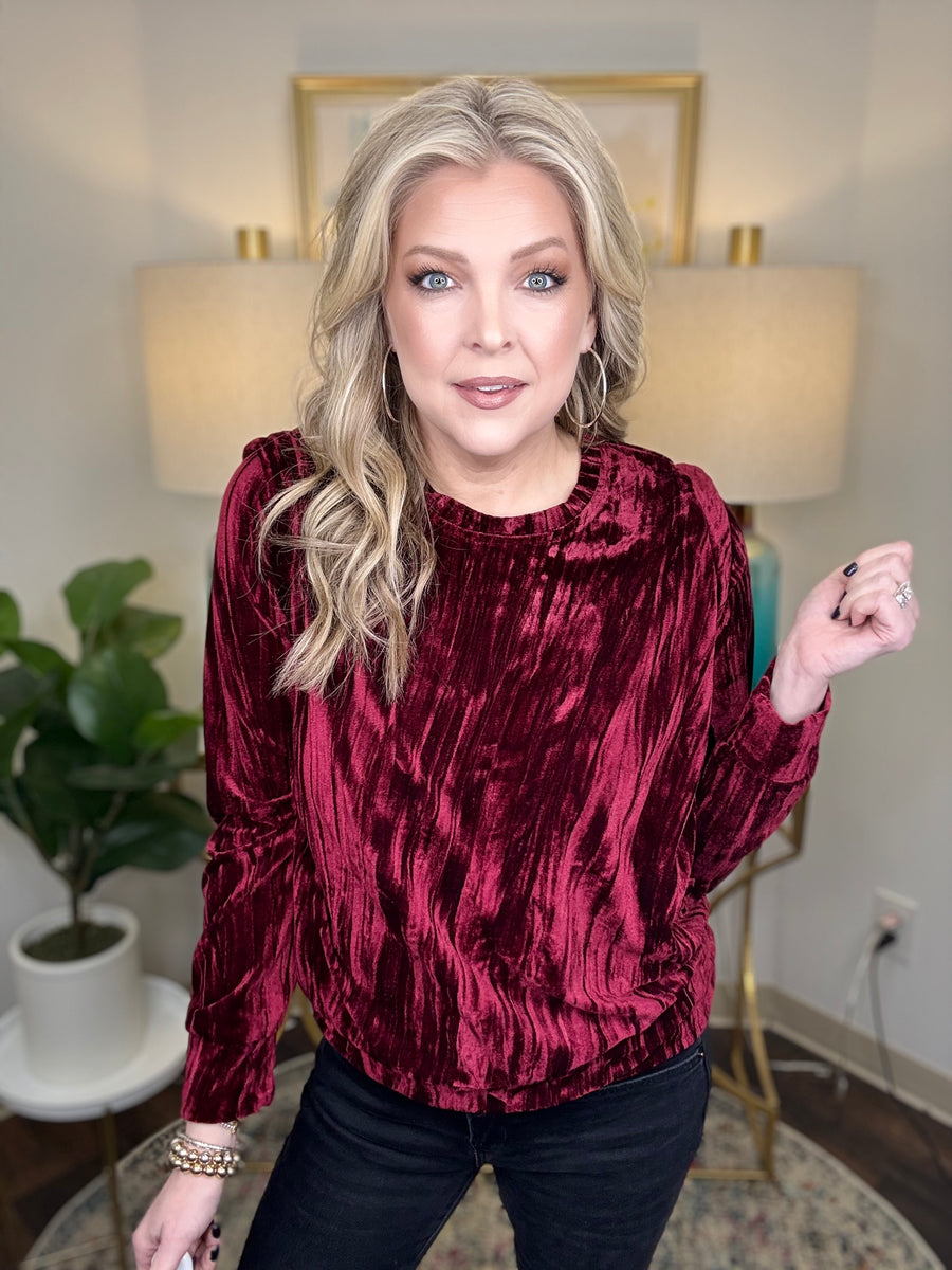 Cordilee Crinkle Velour Top