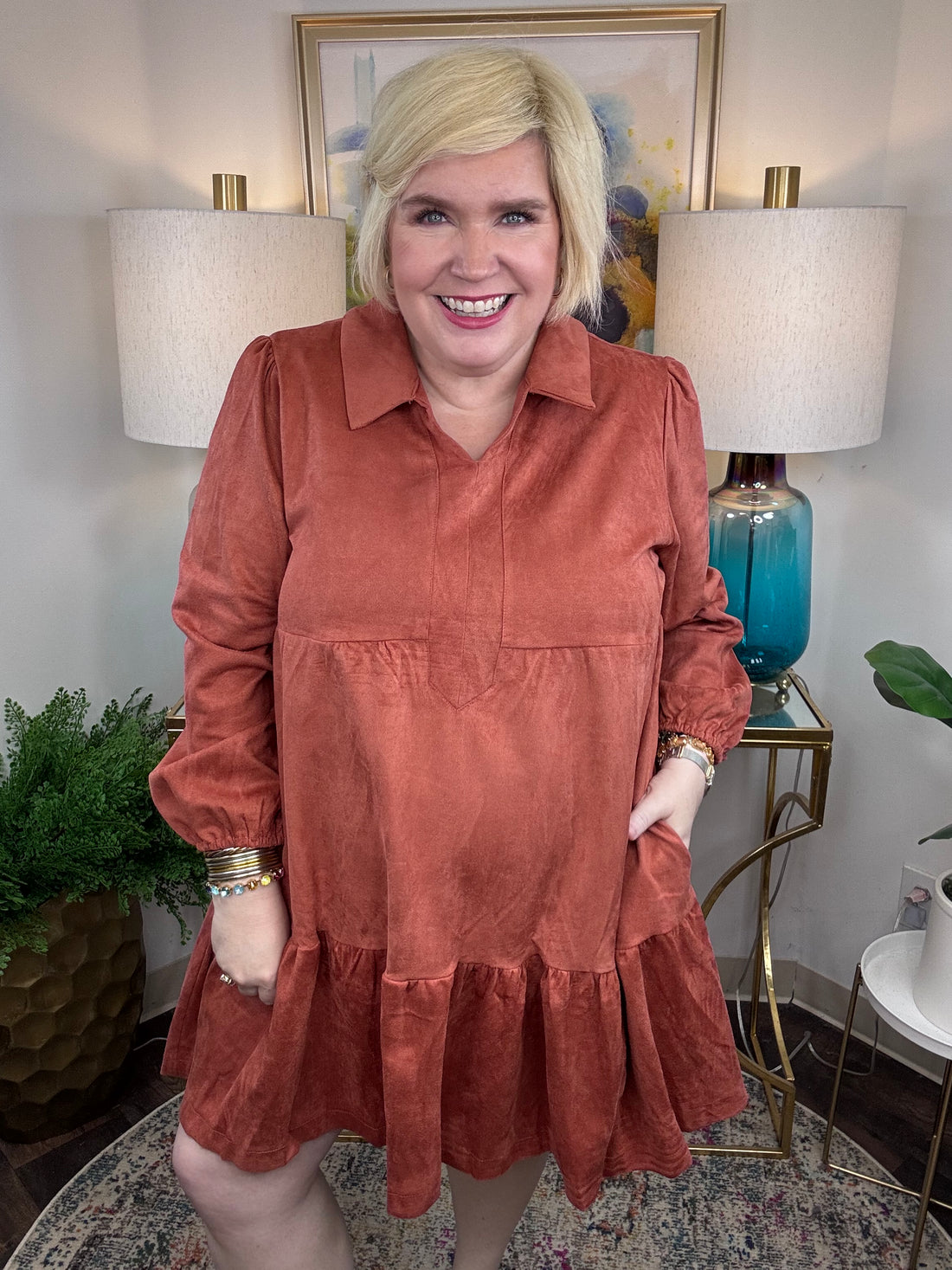 Rust suede women&